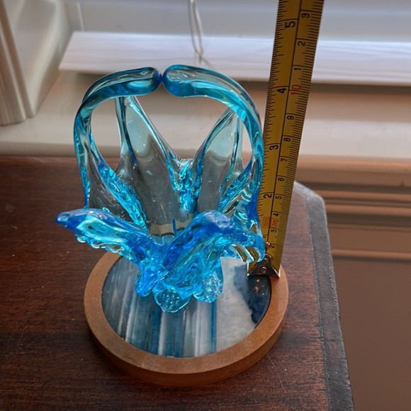 Vintage 1960s Art Glass Basket Aqua - Picture 7 of 8